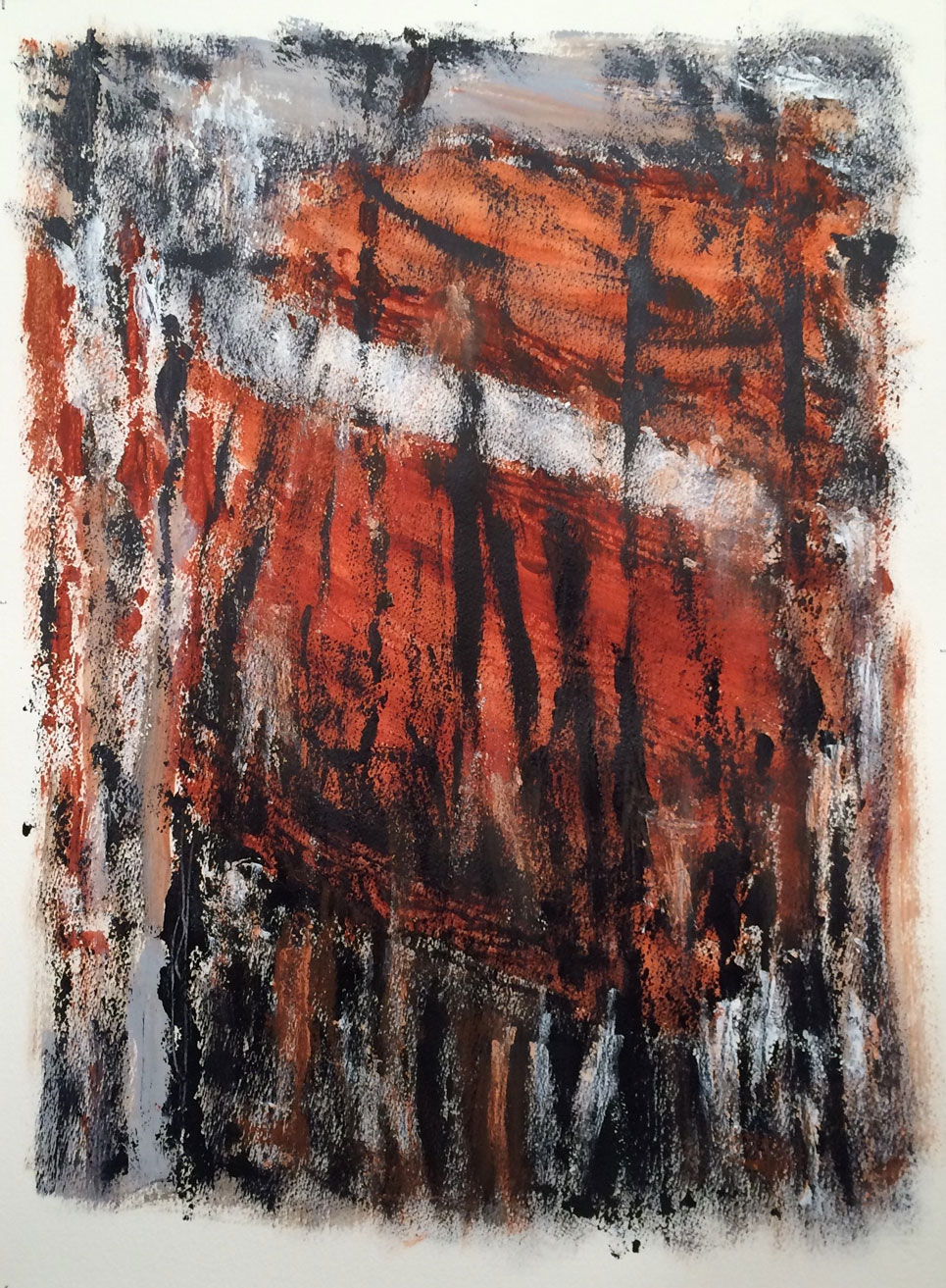 N° 2338 - Forêt - Acrylique et pigments sur papier - 76 x 56 cm - 18 avril 2016