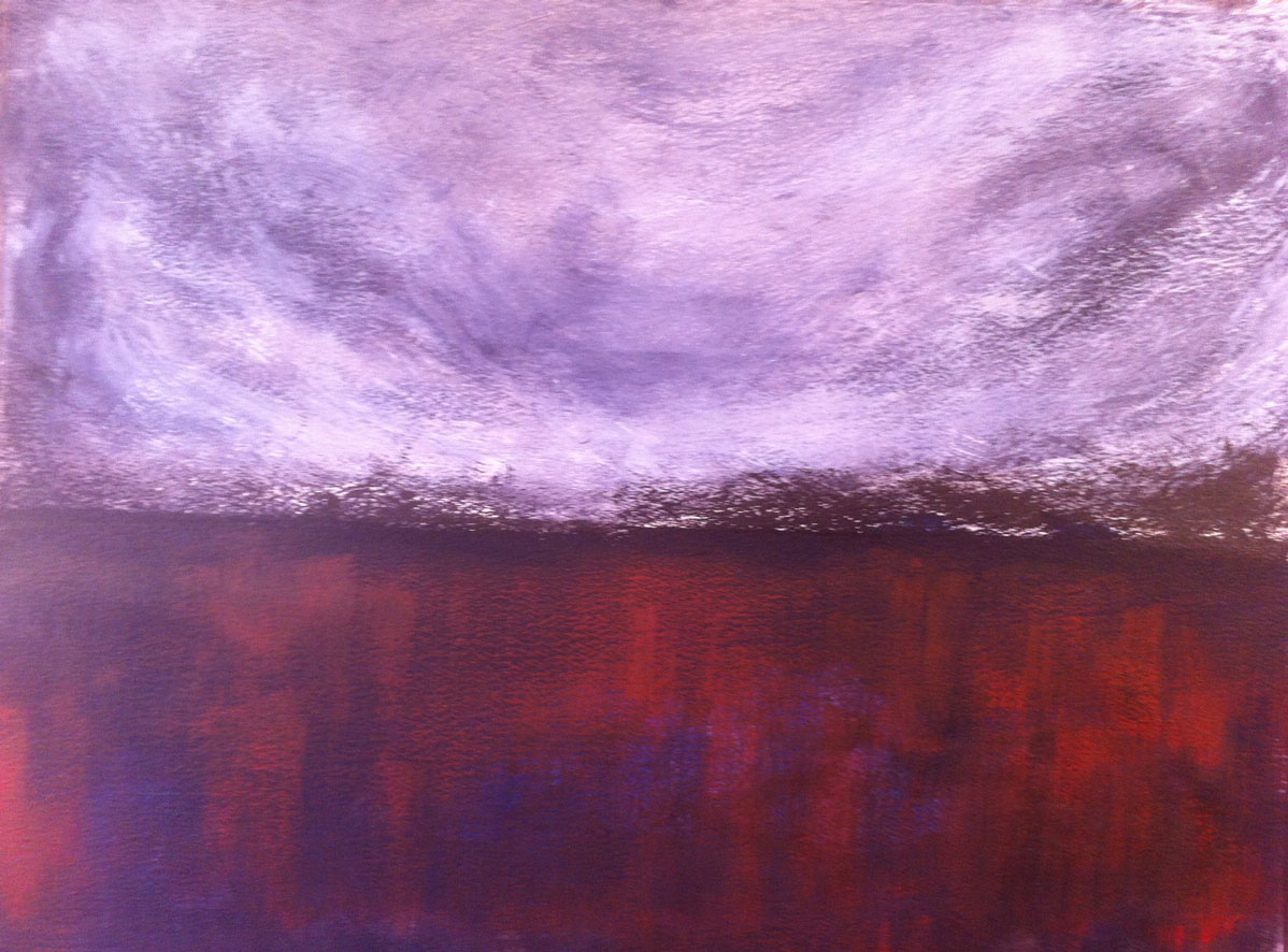 N°628 - Ciel d'orage - Acrylique sur papier - 65 x 76,5 cm - 6 septembre 2013