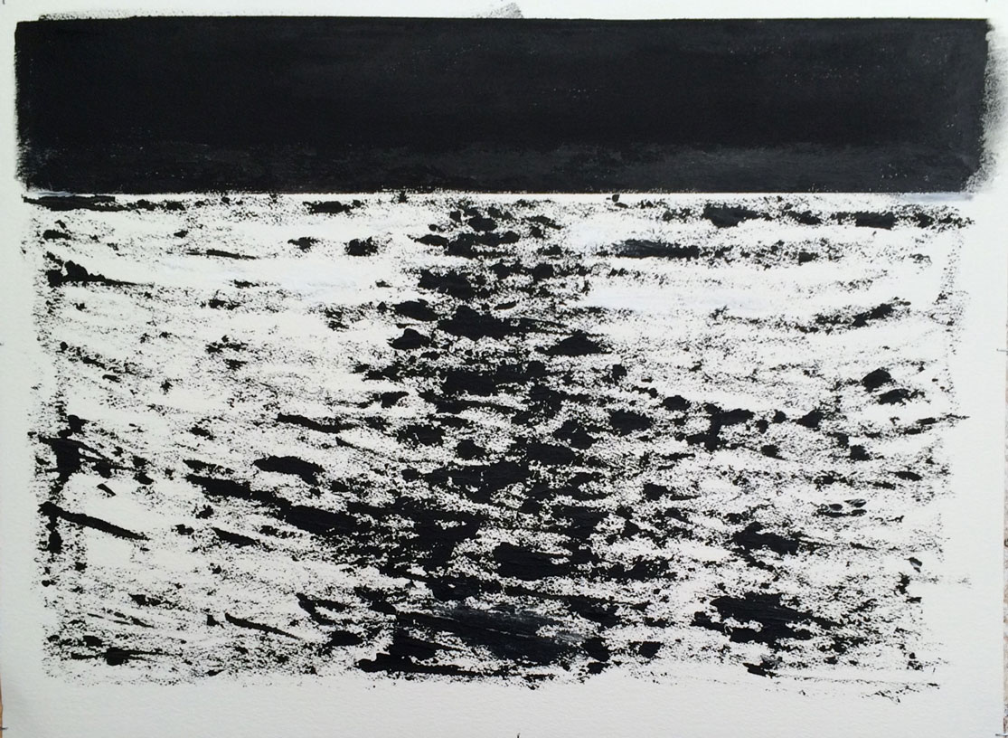 N°2365 - Sillage - Acrylique sur papier - 56 x 76 cm - 22 avril 2016