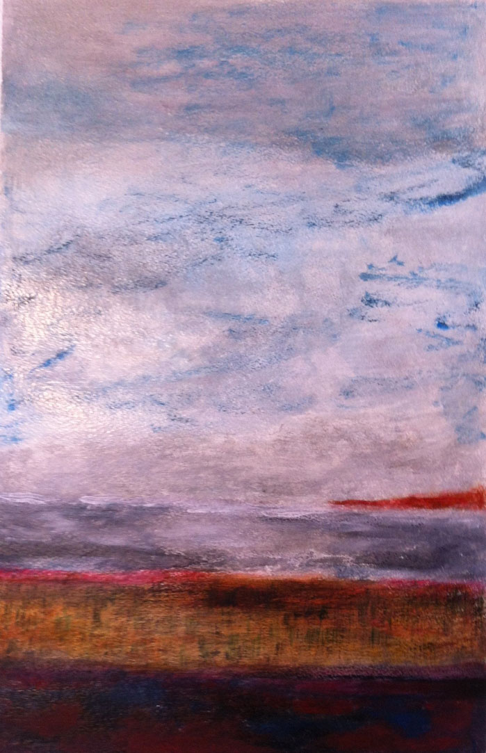 N°259 - La mer à la Vallée des Lys - Acrylique sur papier - 58 x 37 cm - 24 février 2013