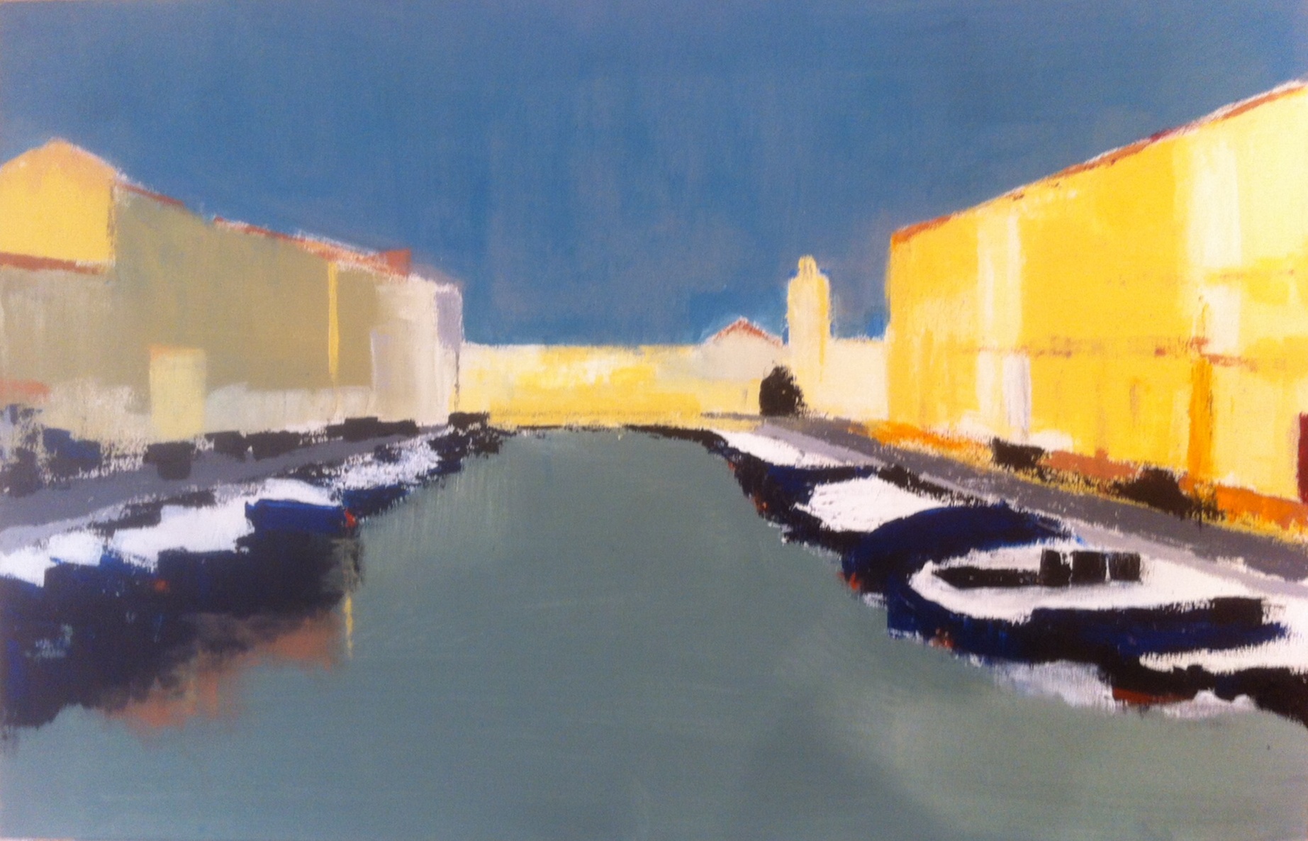 N°1708 - Le grand canal à Sète - Acrylique sur toile - 60 x 92 cm - 27 novembre 2014