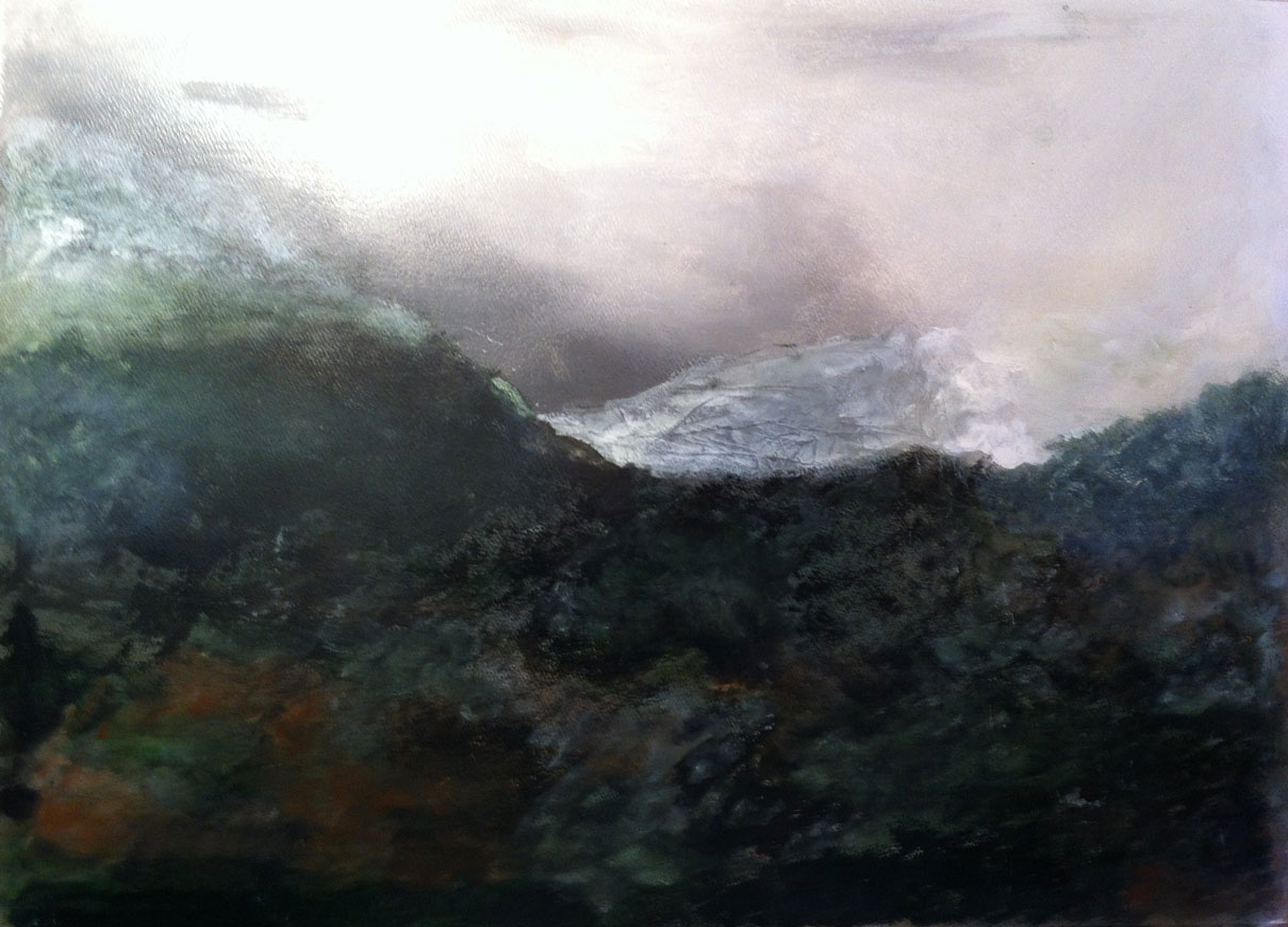 N°160 - Paysage des Albères - Acrylique sur papier - 46,5 x 62,5 cm - 6 février 2013