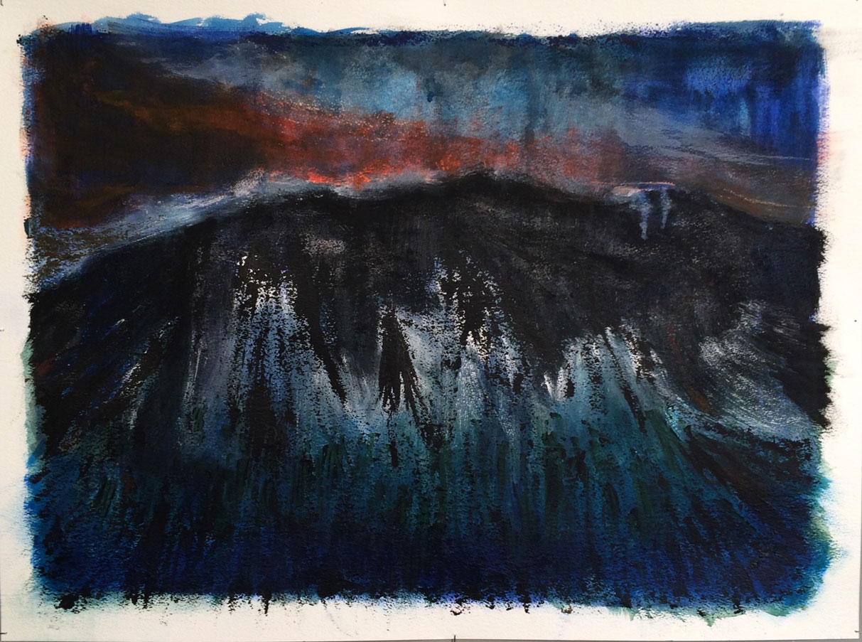 N°3049 - Une nuit sur le Mont Chauve - Acrylique et pigments sur papier - 56 x 76 cm - 20 septembre 2016