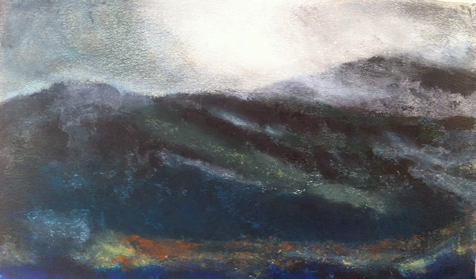 N° 754 - Mer ou montagne - Acrylique sur papier - 36 x 59,5 cm - 25 octobre 2013