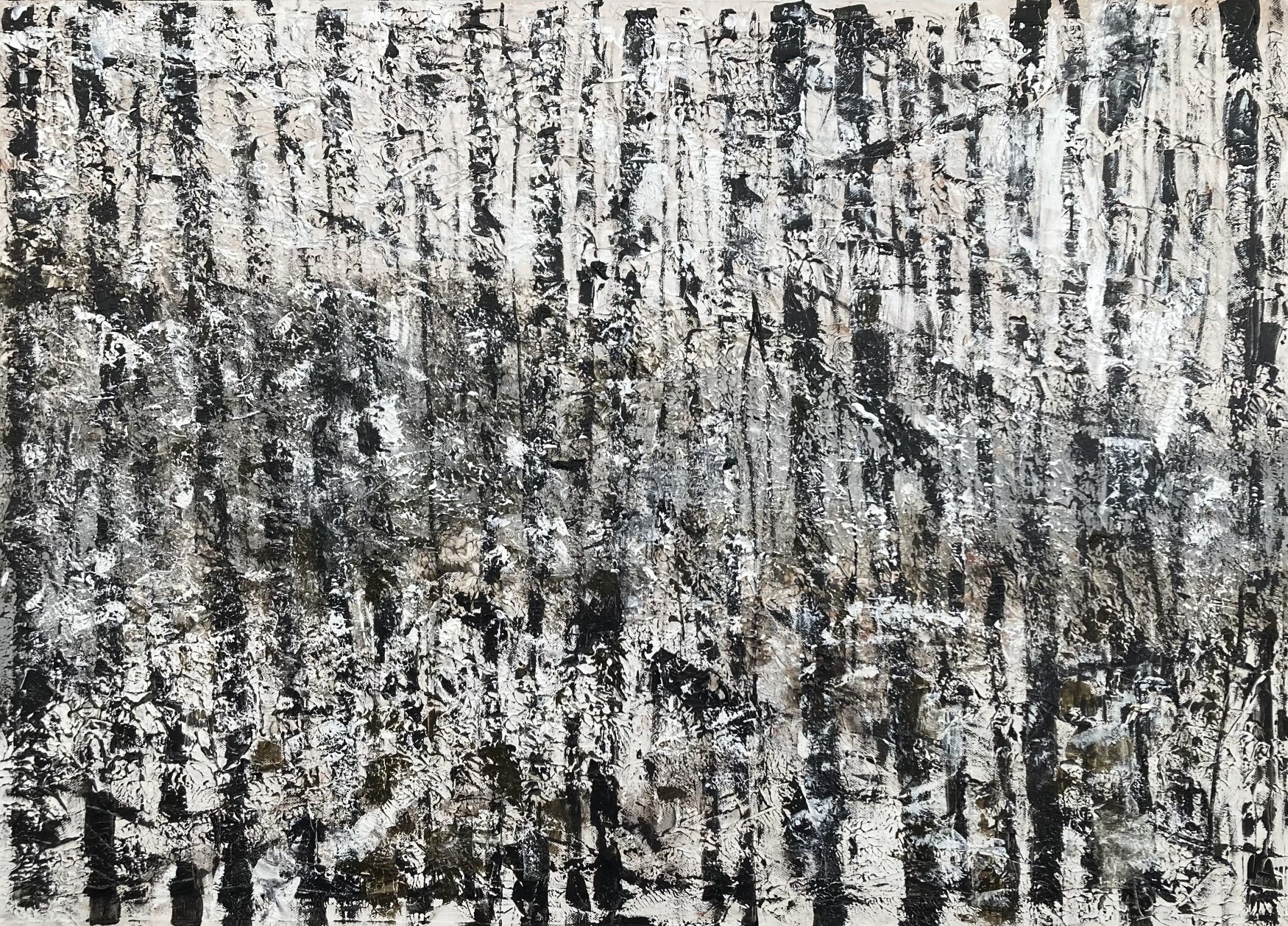 N° B 4003 - Forêt enneigée - Acrylique, pigments et encre de chine - 65 x 90 cm - 20 décembre 2025