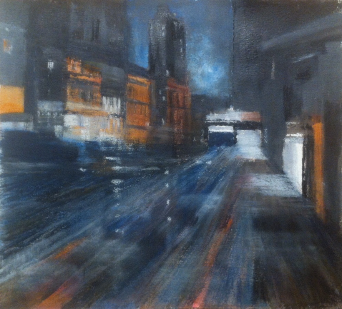 N°1762 - Town - Acrylique et pastel sur papier - 56 x 60 cm - 24 janvier 2015