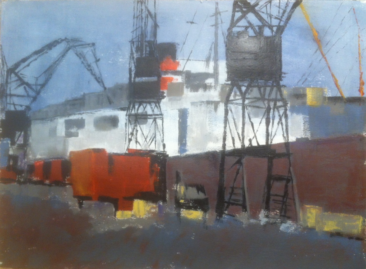 N°1915 - Docks - Acrylique sur papier - 57 x 76 cm - 27 mai 2015