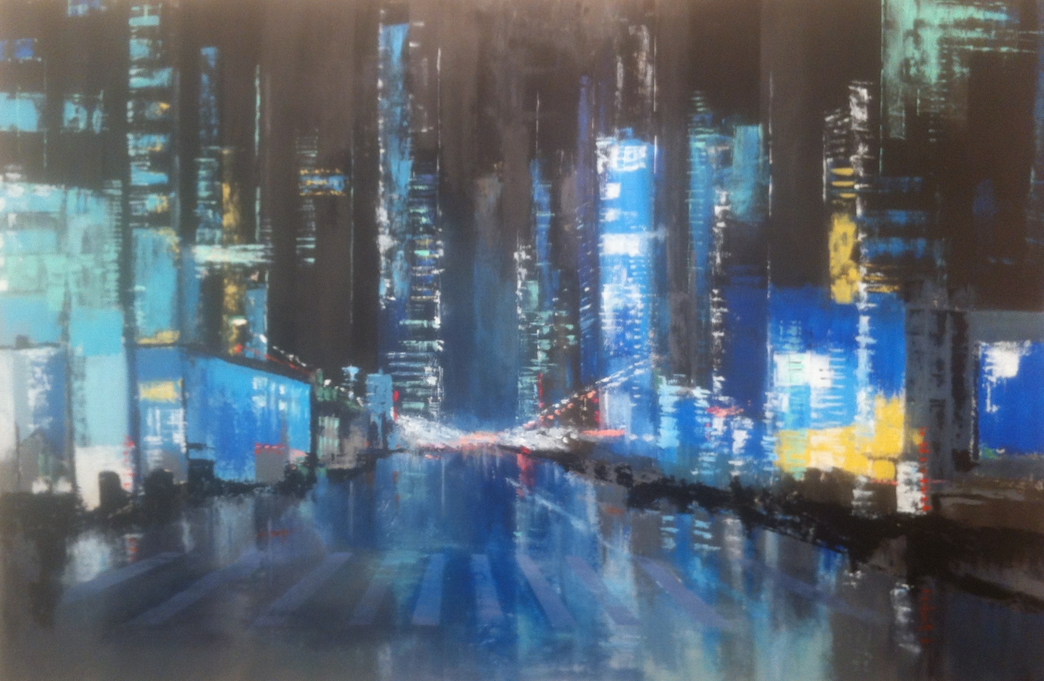 N°1924 - Nuit sur la ville - Acrylique sur toile - 130 x 195 cm - 2 juin 2015
