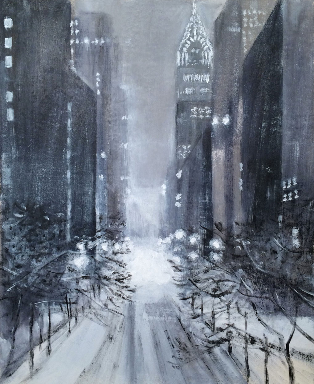 N°2149 - Snowzilla in NYC - Acrylique sur toile - 92 x 73 cm - 29 janvier 2016